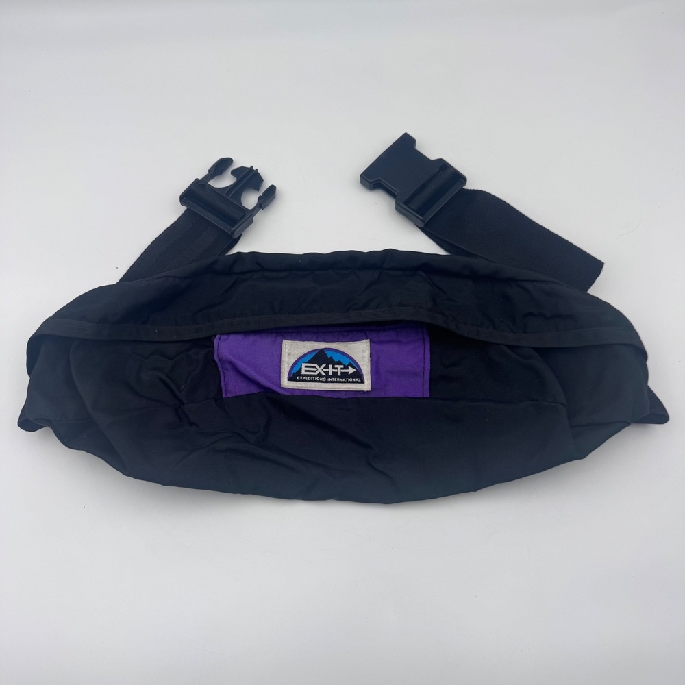 Vintage Exit Expeditions International Fanny Pack Black Purple Waist Bag Retro